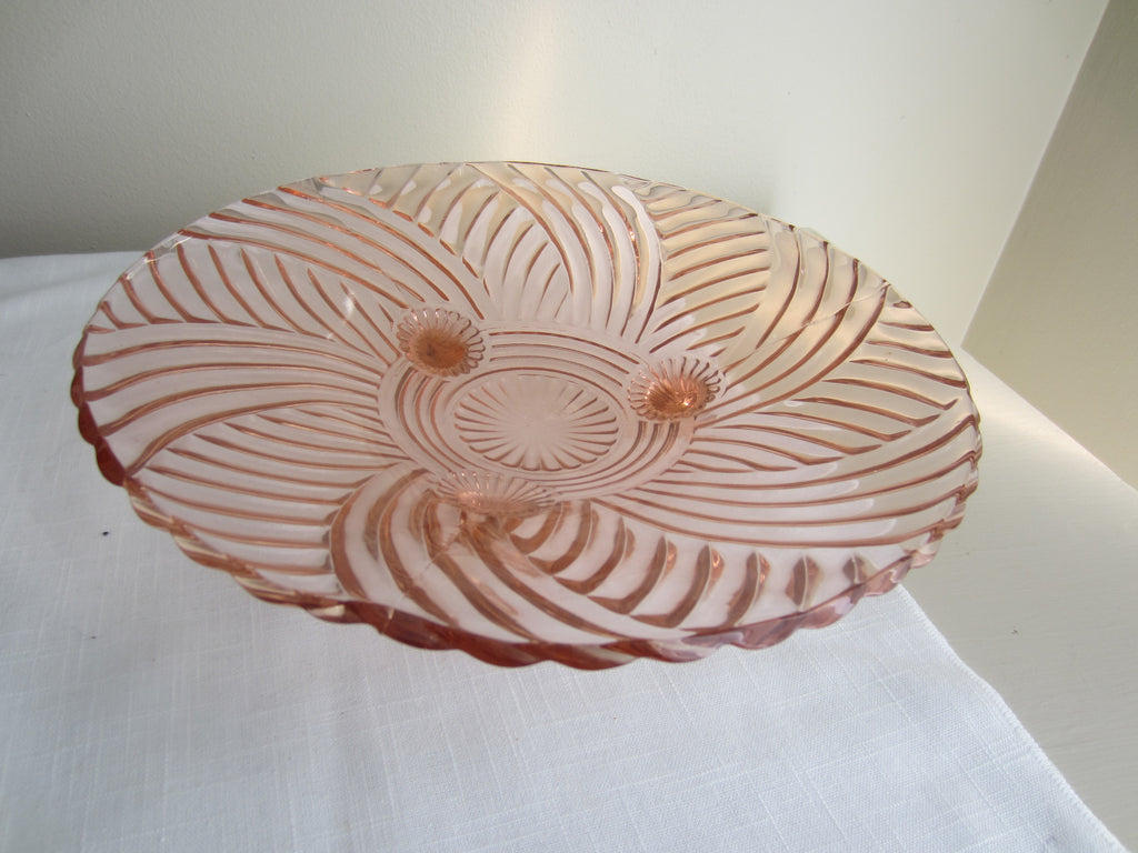Anchor Hocking Pink Depression Glass Footed Shallow Bowl Platter