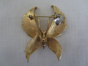 Large Gold Tone Butterfly Brooch/Pin
