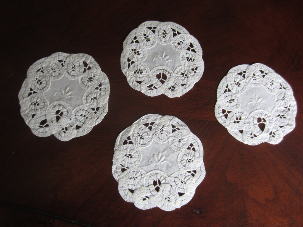 Set of Vintage White Cotton Coasters