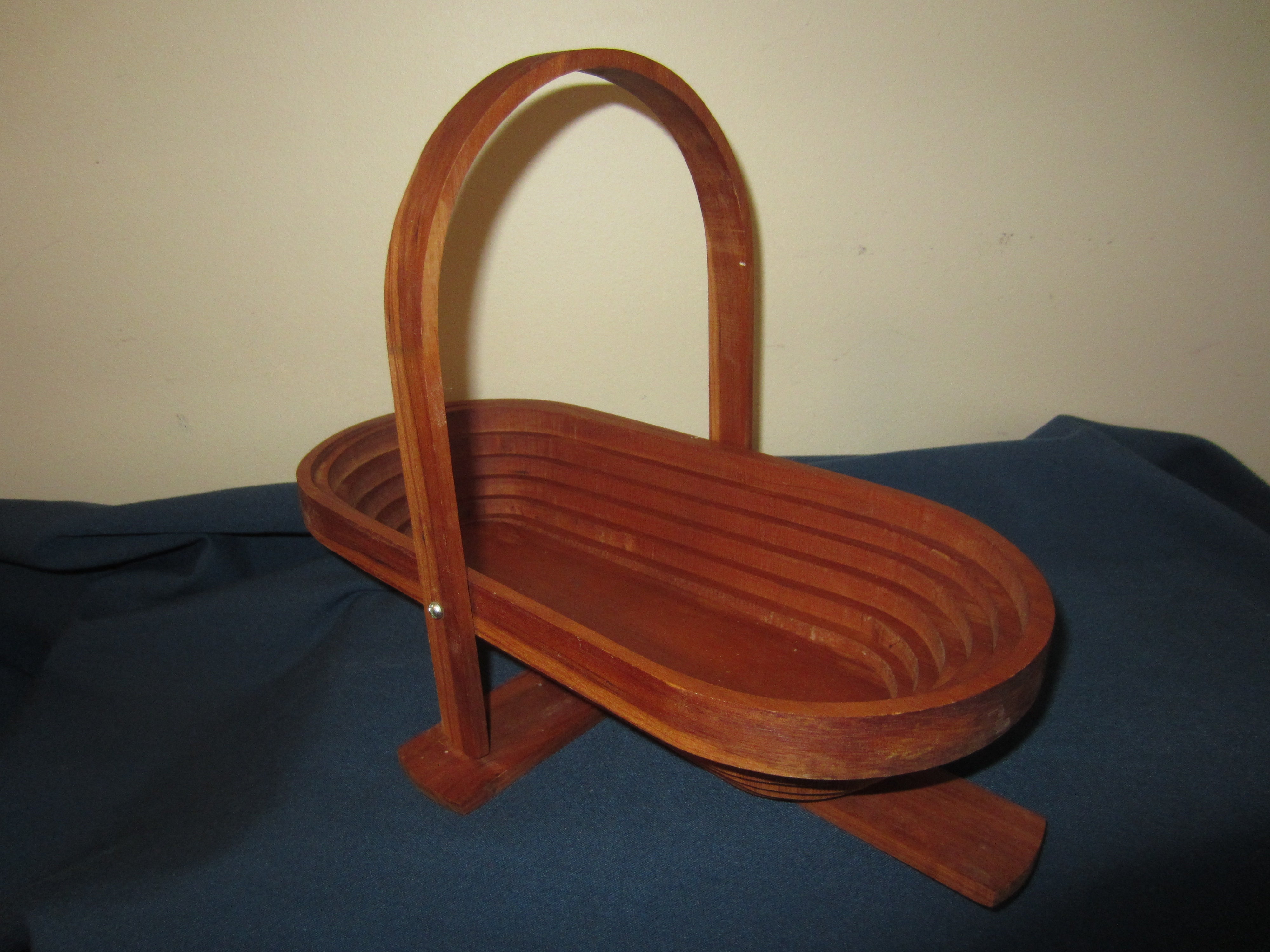 Vintage Wood Basket Collapses into Trivet