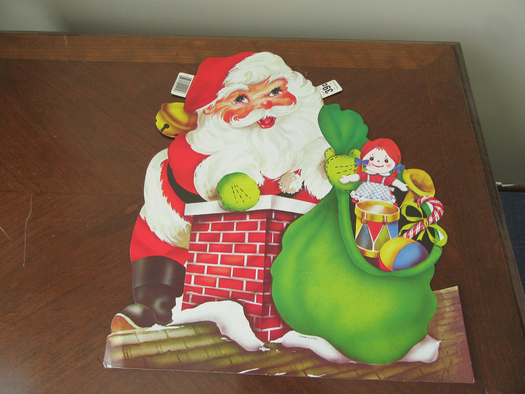 Unused Vintage Cardboard Santa Christmas Die Cut Cutout 1950-60s