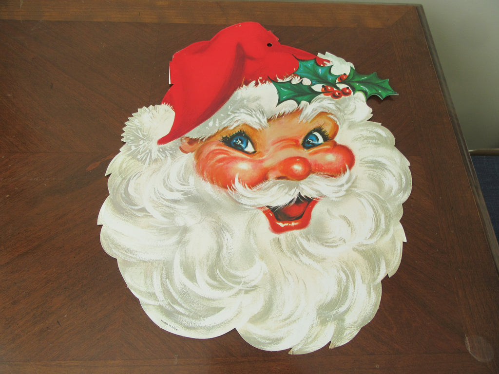 Vintage Cardboard Santa Christmas Die Cut Cutout 1950-60s