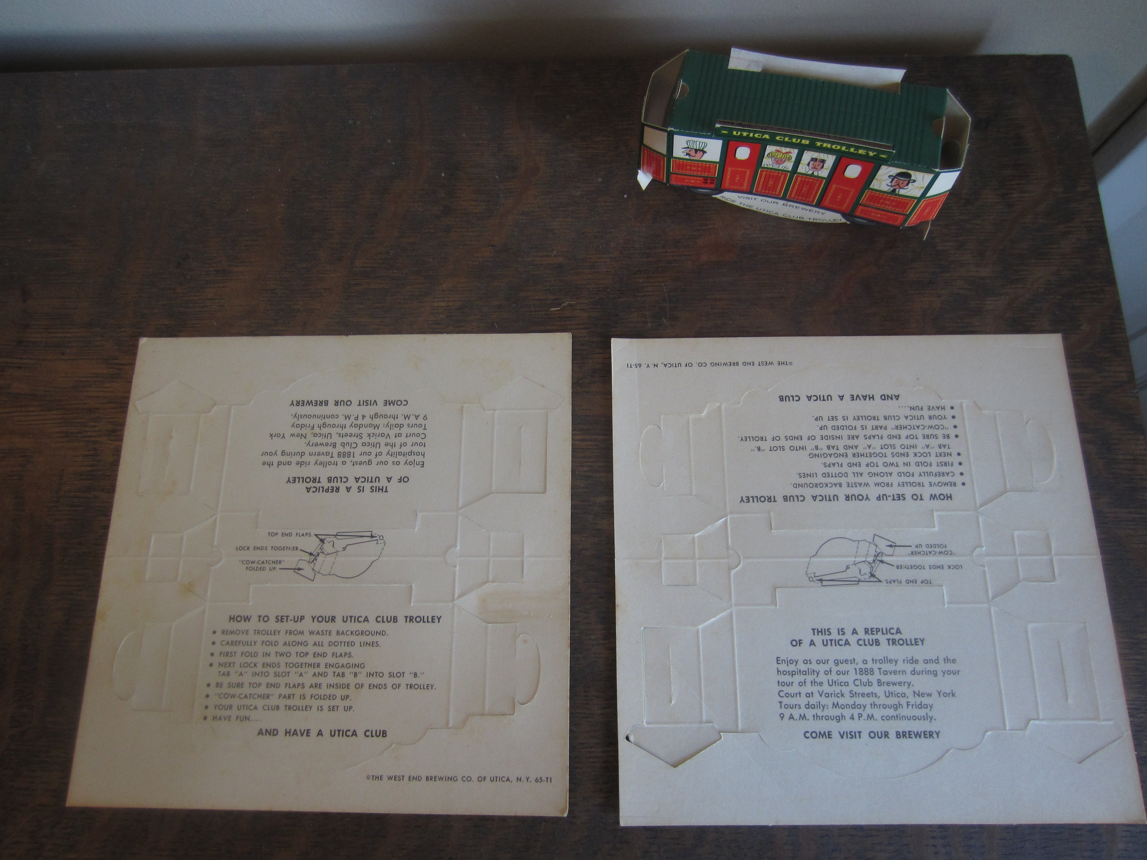 Vintage West End Brewery Utica Club Trolley Paper Model