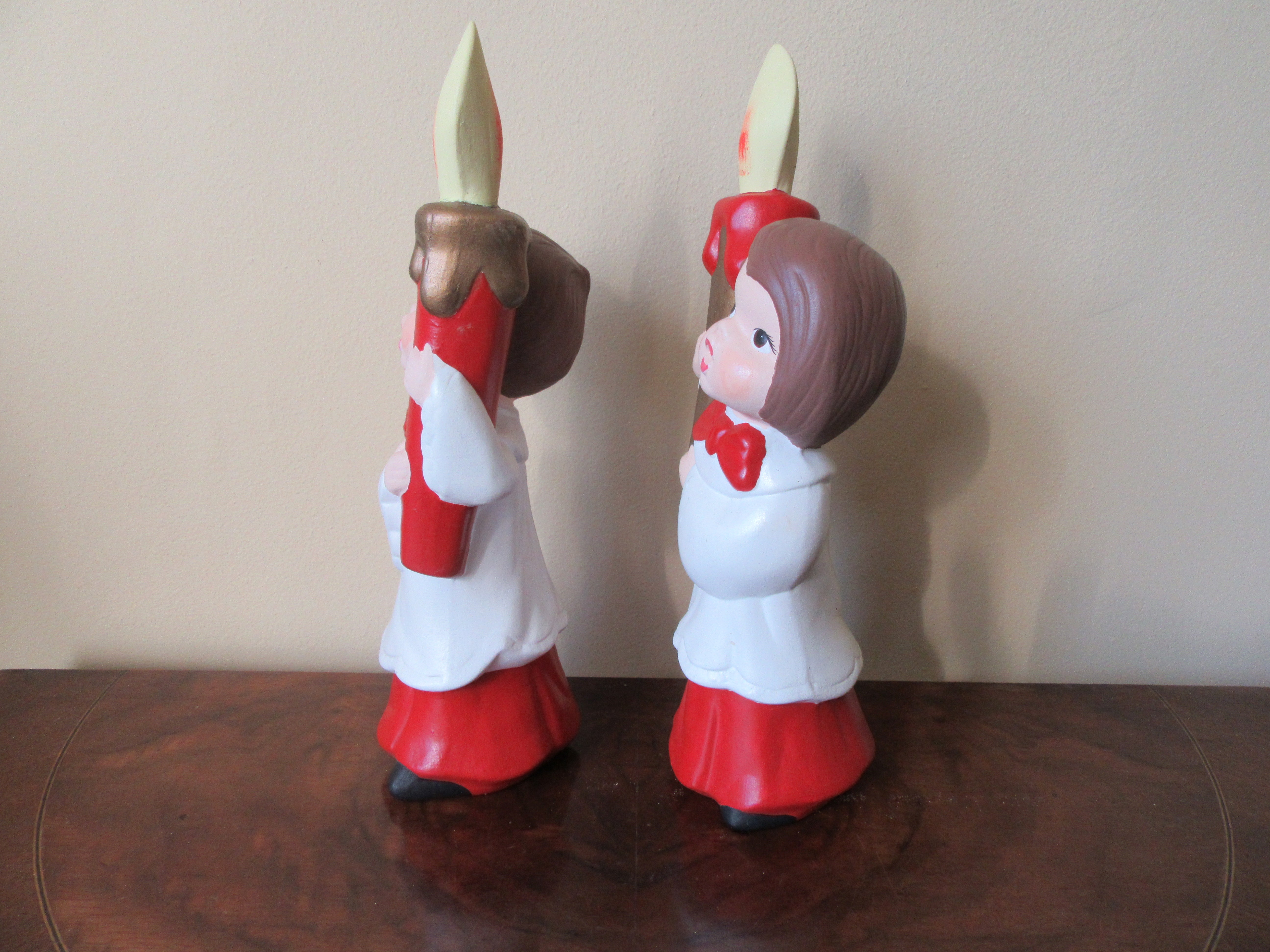 Pair of Vintage Ceramic Caroler's Holding Candles