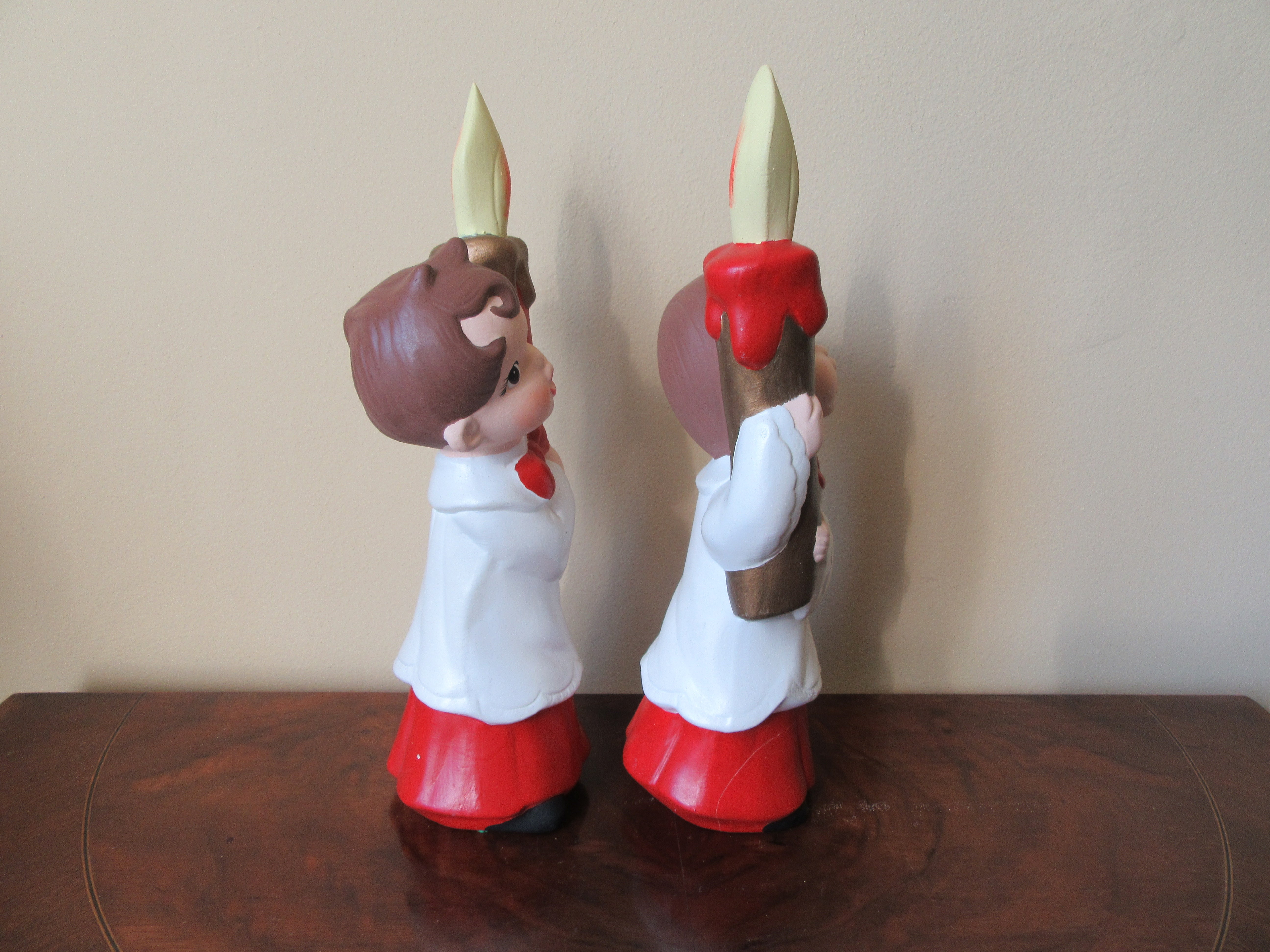 Pair of Vintage Ceramic Caroler's Holding Candles