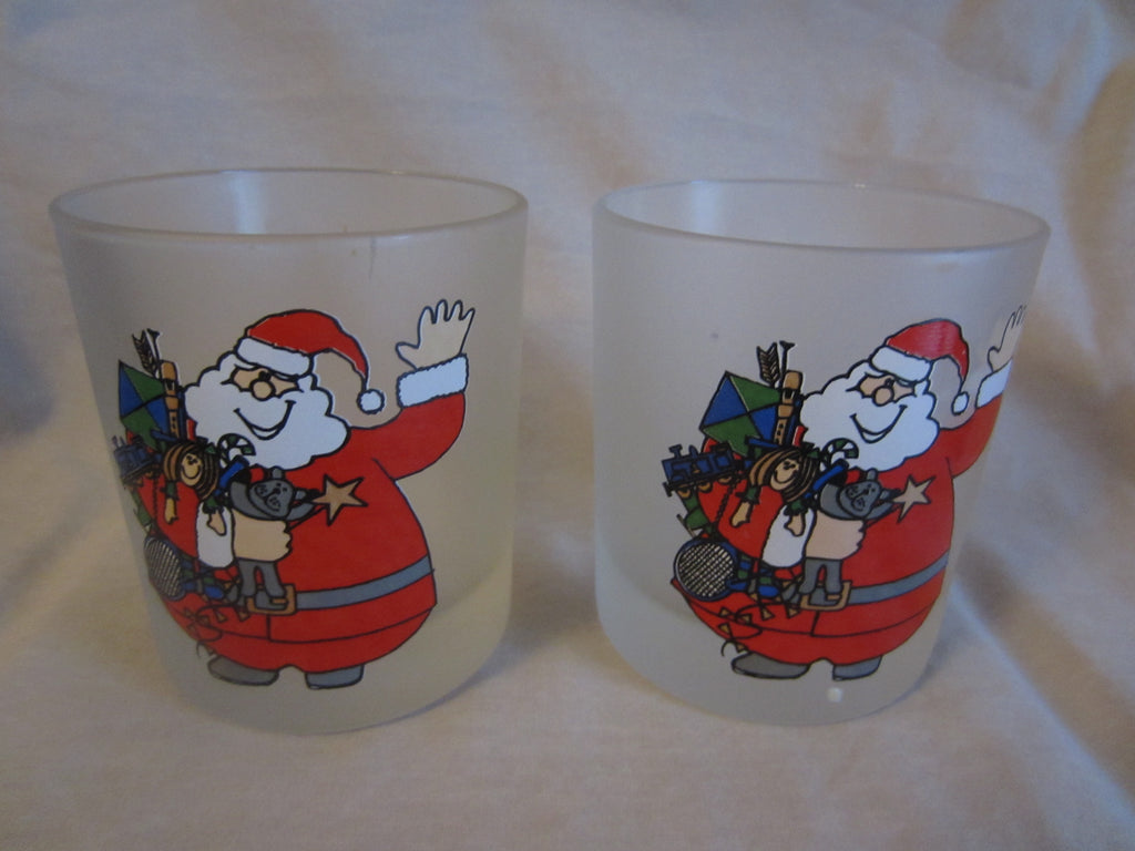 2 Santa Claus Dartington Designs Frosted Christmas Glasses
