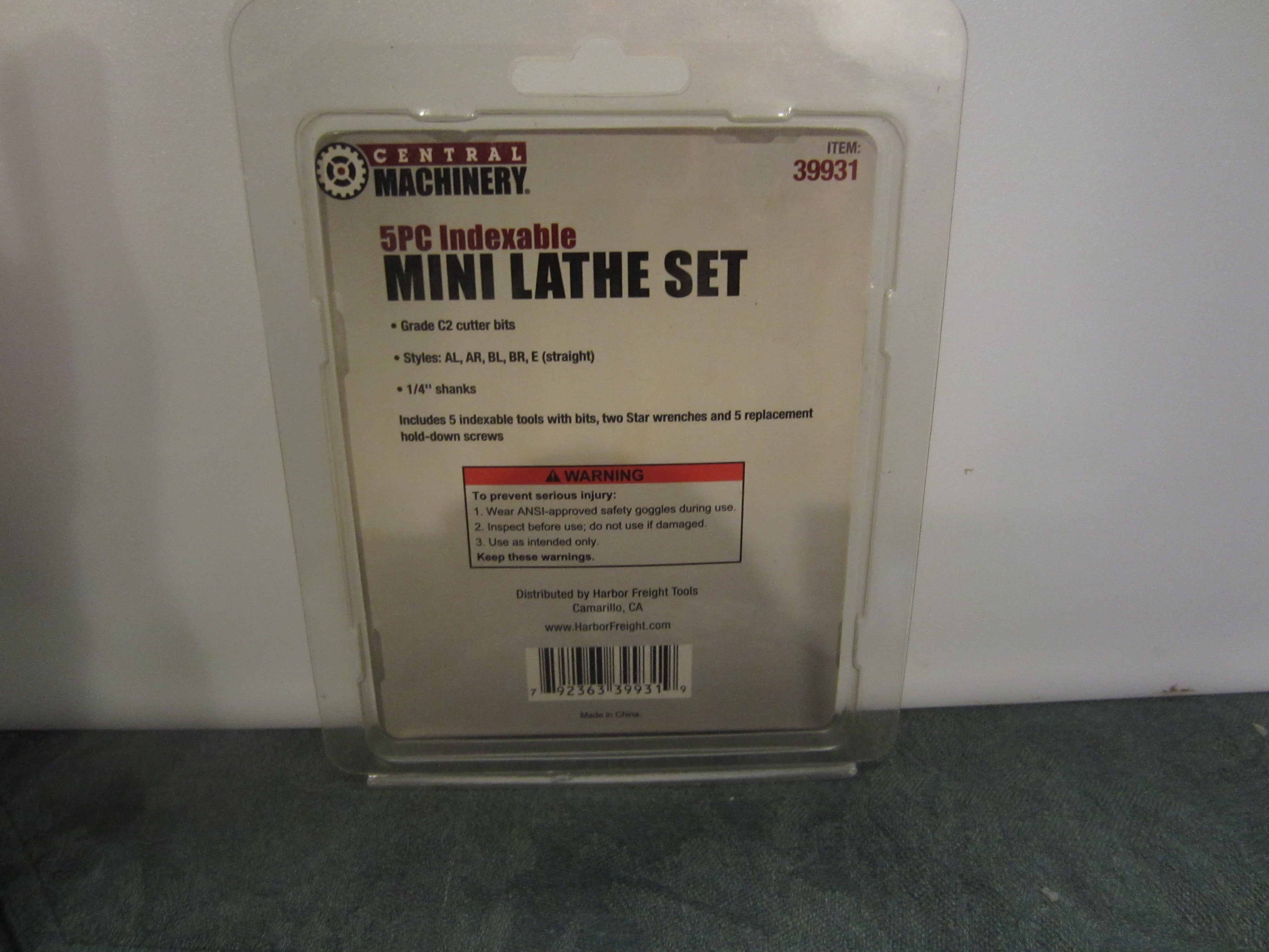 BRAND NEW CENTRAL MACHINERY Indexable Mini Lathe Set 5 Piece #39931