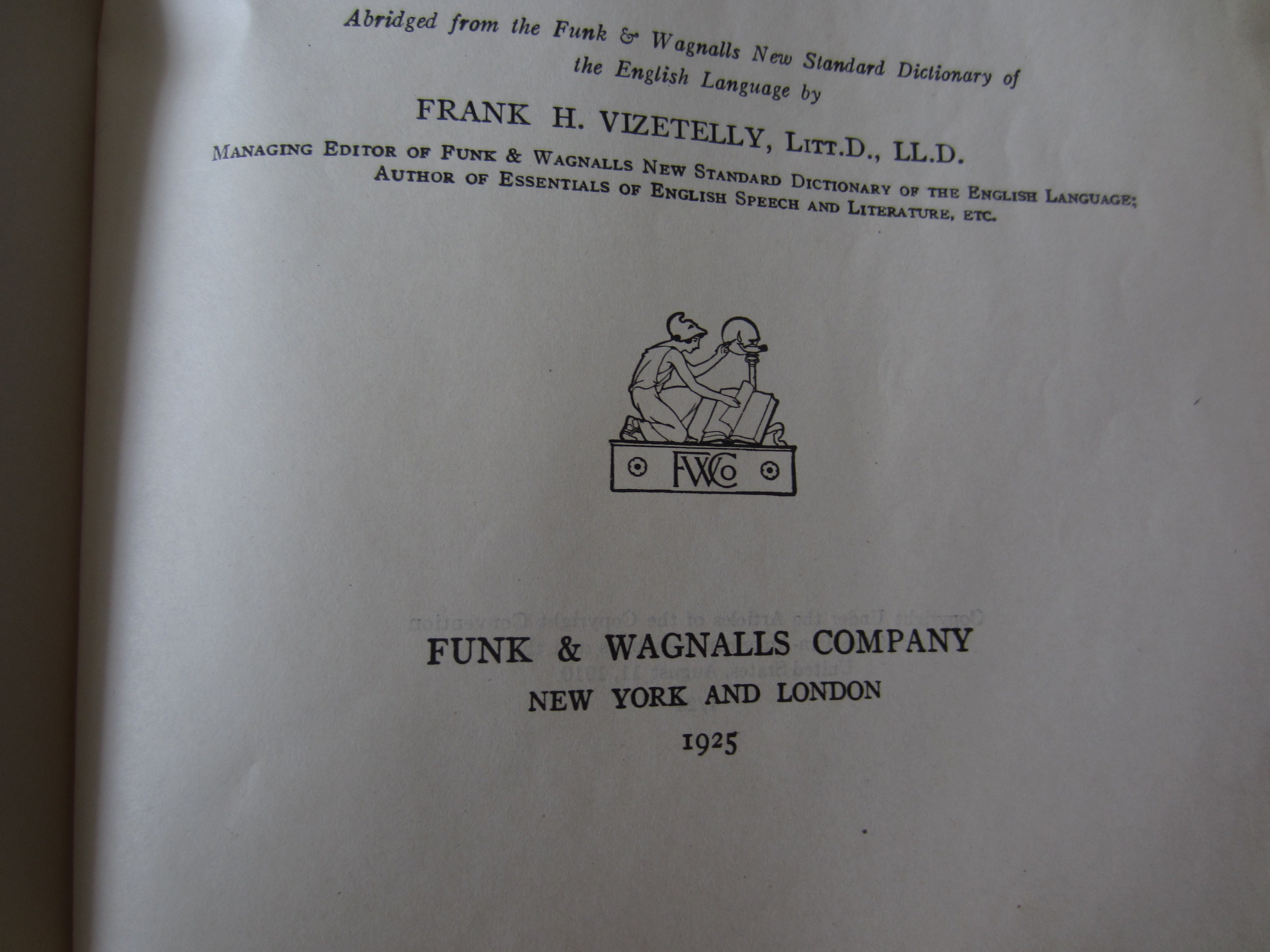 Funk & Wagnalls Practical Standard Dictionary 1925