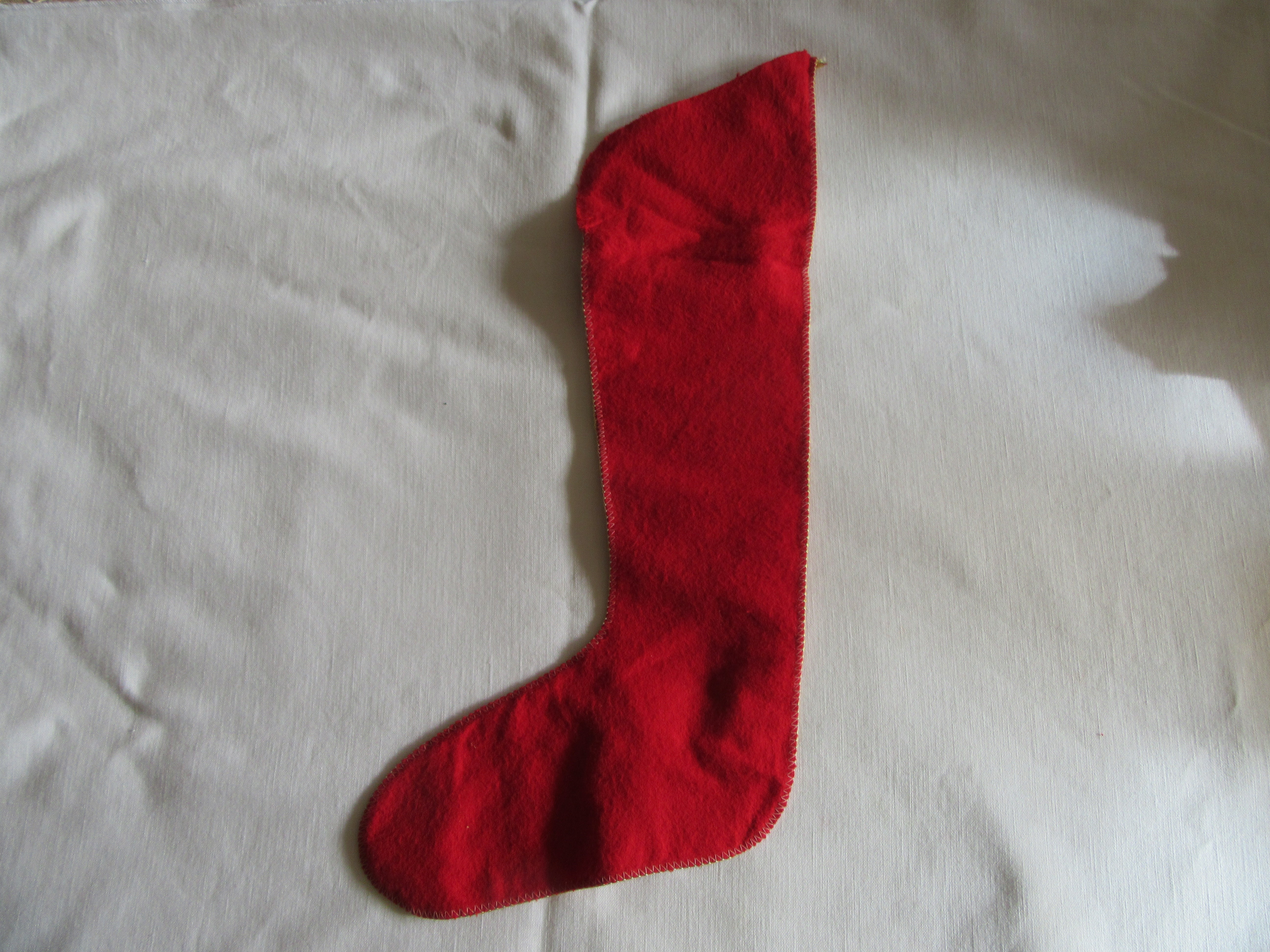 Vintage 1950's Felt Stenciled Stocking with Jingle Bells