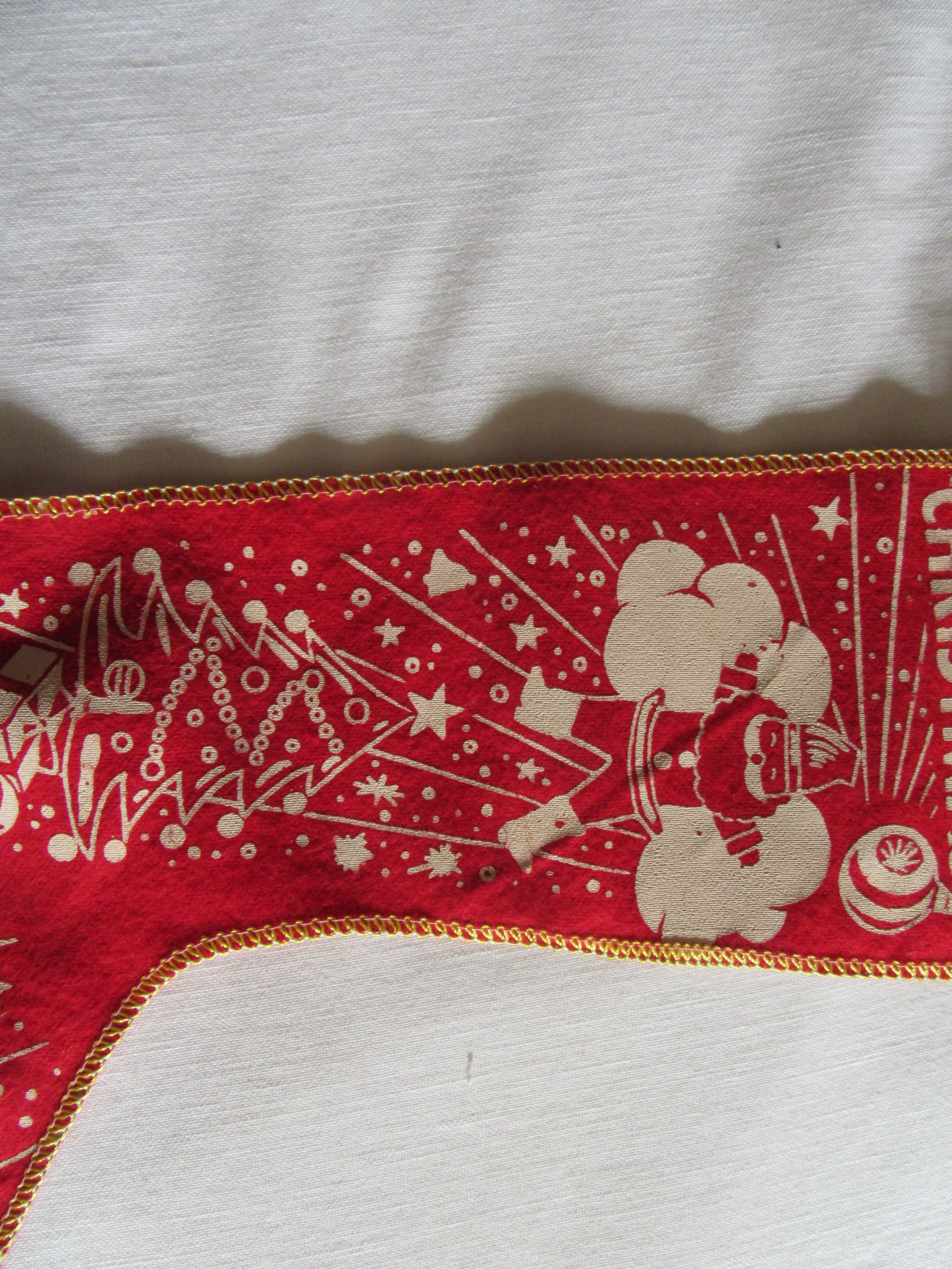 Vintage 1950's Felt Stenciled Stocking with Jingle Bells