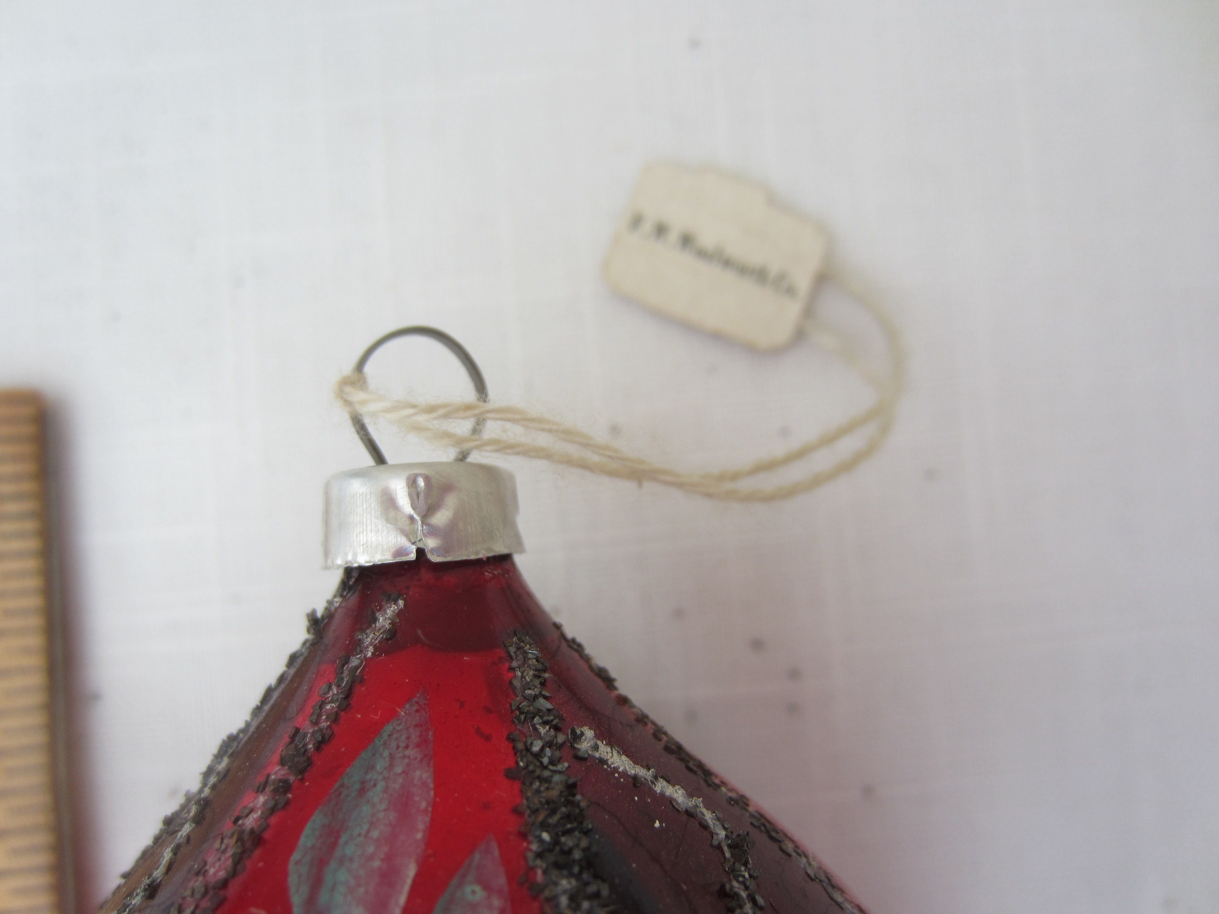 Pair of Vintage Glass Ornaments Red Gold Black