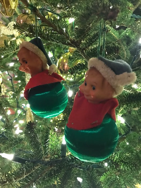 Pair of Vintage Pixie Elf Ornaments