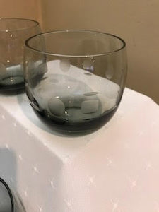 MCM Wheel Cut Smoked Glasses Set of 8