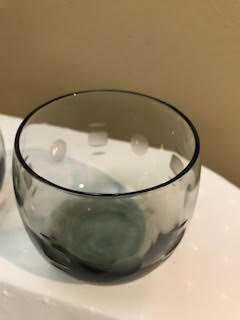 MCM Wheel Cut Smoked Glasses Set of 8