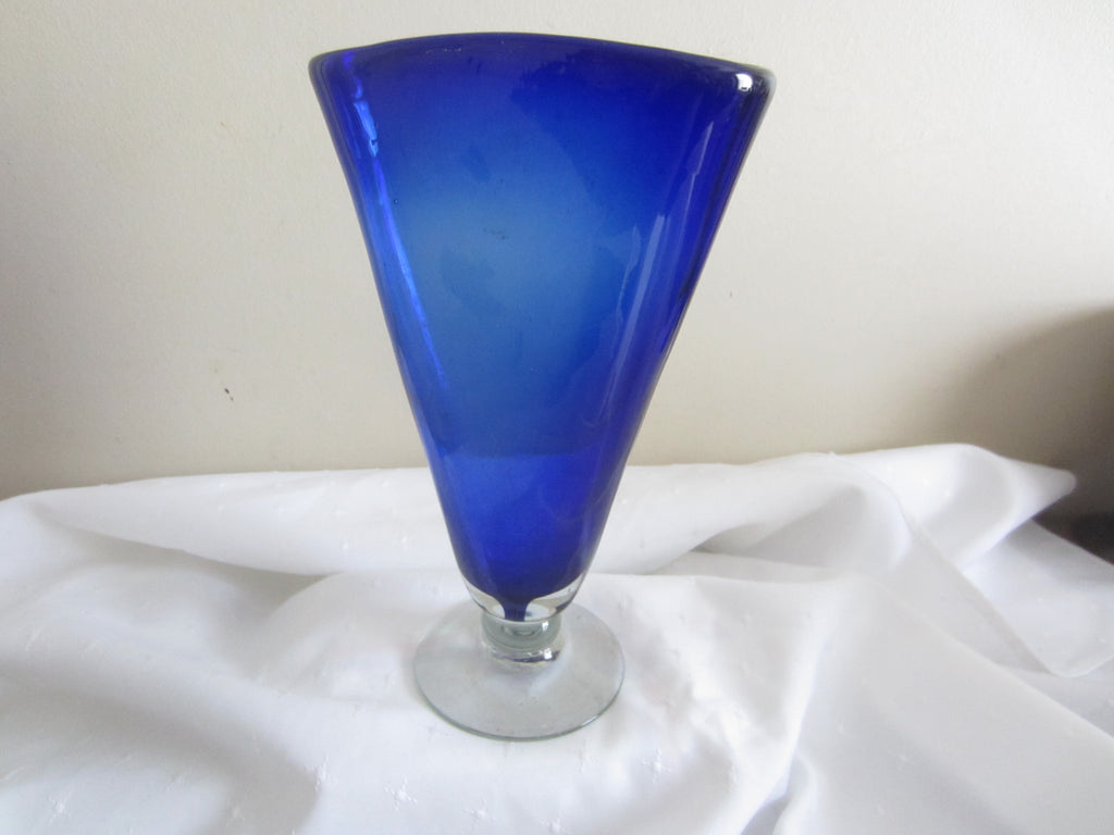 Cobalt Blue Hand blown Glass Vase