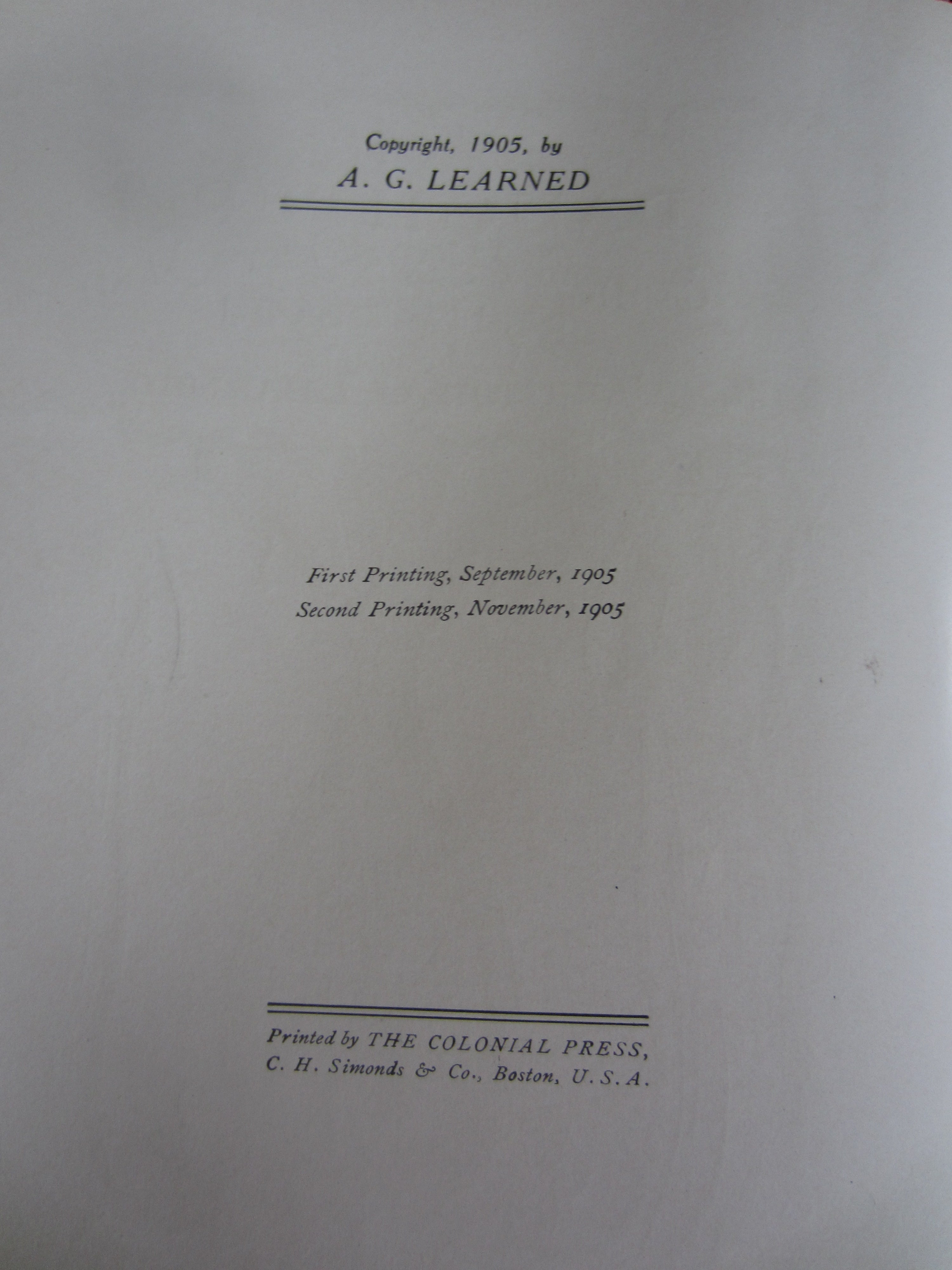 Eves Daughter's A.G. Learned 1st Ed. Second Print 1905