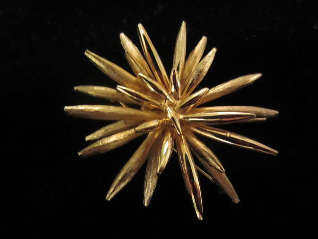 Gold Tone Starburst Pin Brooch Signed Boucher