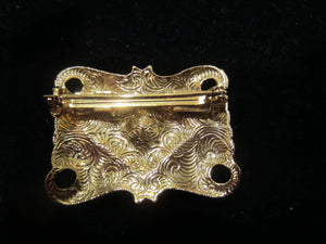 Ornate Gold Tone Art Deco Style Pin