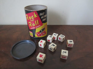 Vintage 1957 Dewl Toy Co. Rock And Roll Dice/Word Game.