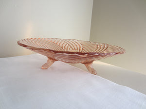 Anchor Hocking Pink Depression Glass Footed Shallow Bowl Platter