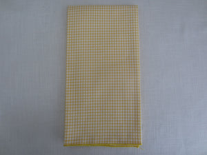 (6) Vintage Yellow Cotton Check Pattern Napkins