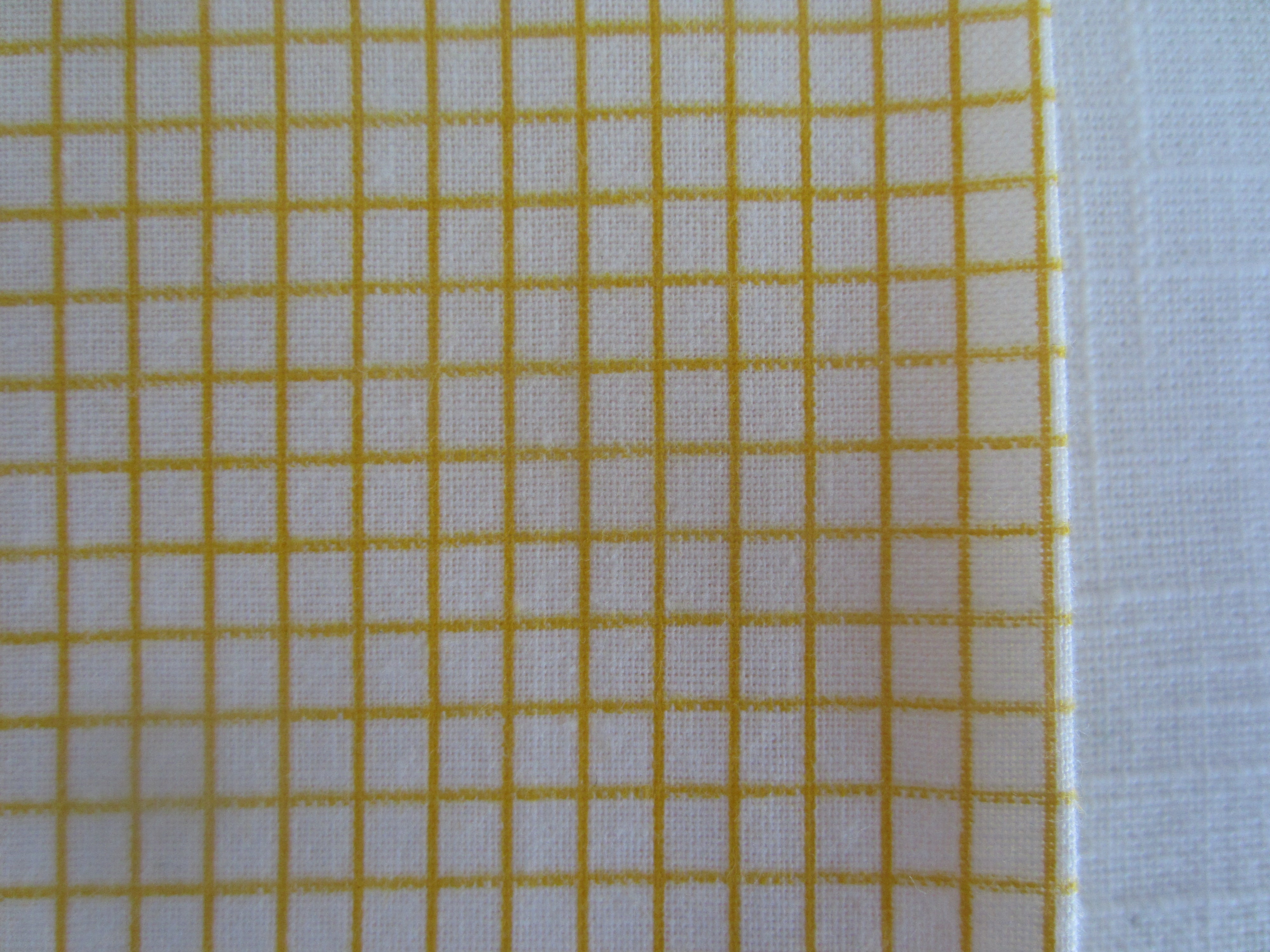 (6) Vintage Yellow Cotton Check Pattern Napkins