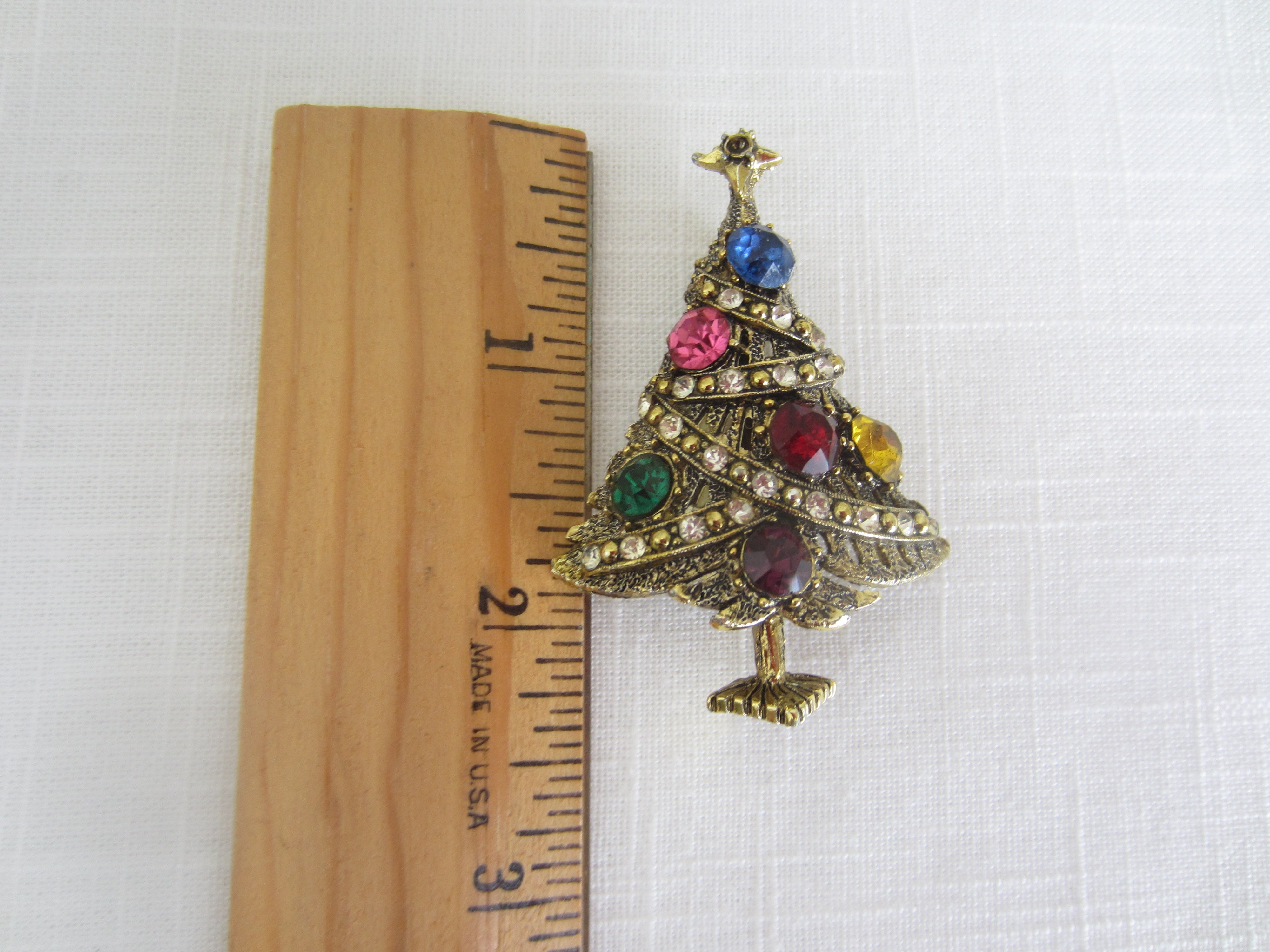 Hollycraft Vintage Christmas Tree Brooch