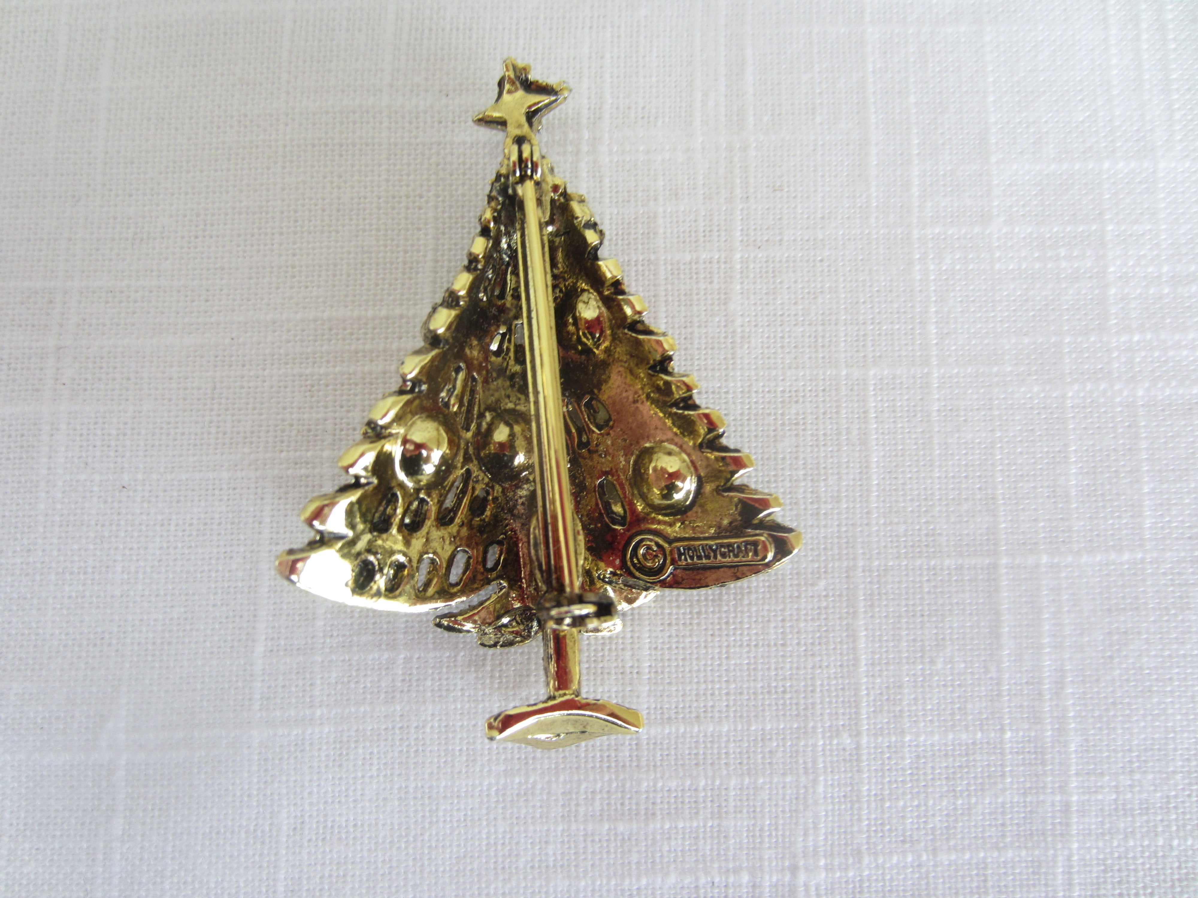 Hollycraft Vintage Christmas Tree Brooch