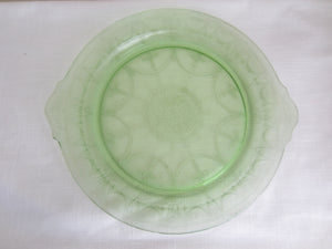 Jeannette Uranium Vaseline Depression Glass Round Serving Dish
