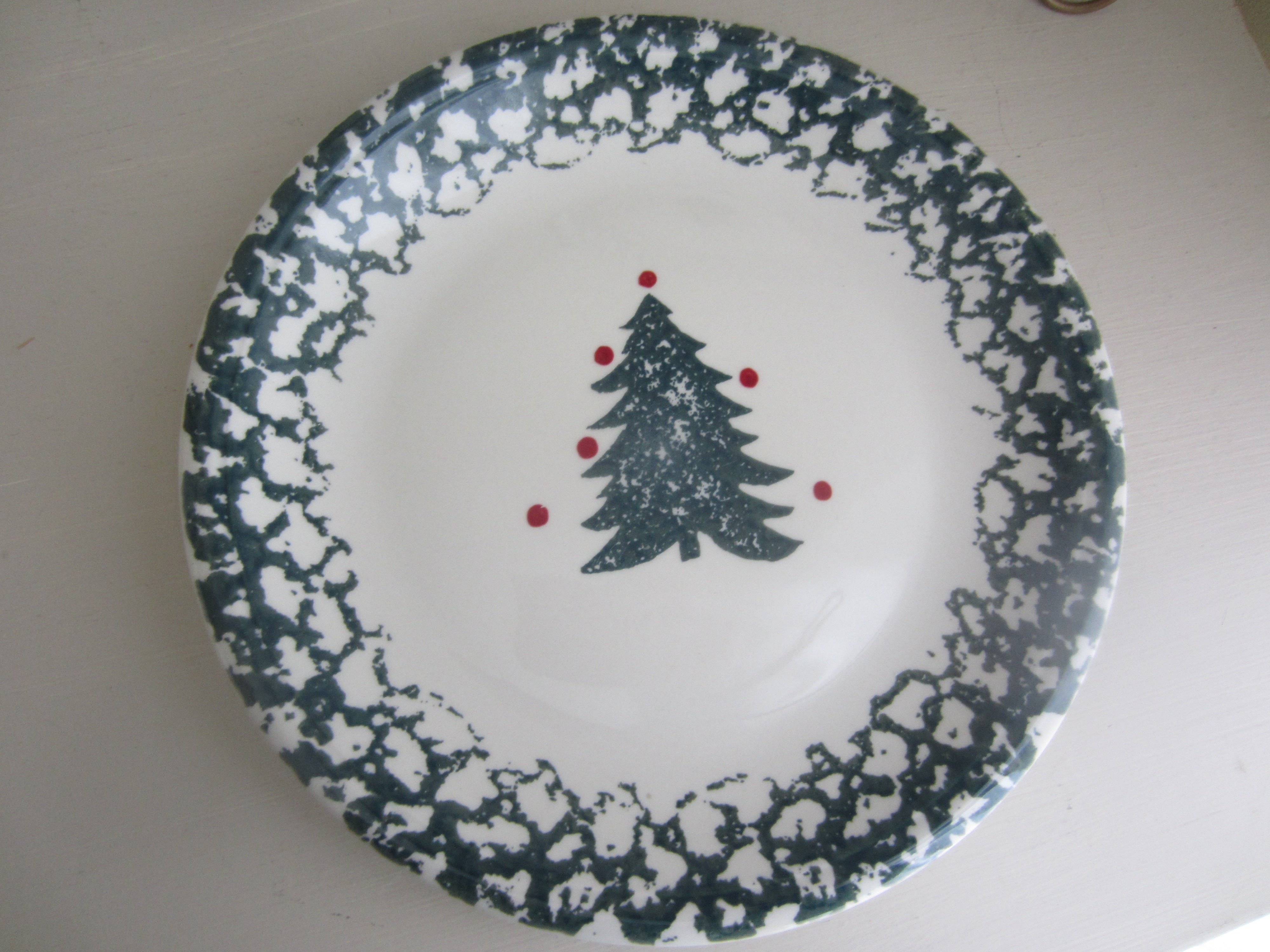 Winter Wonderland Dish Set by Tienshen with Emerald Green Table cloth