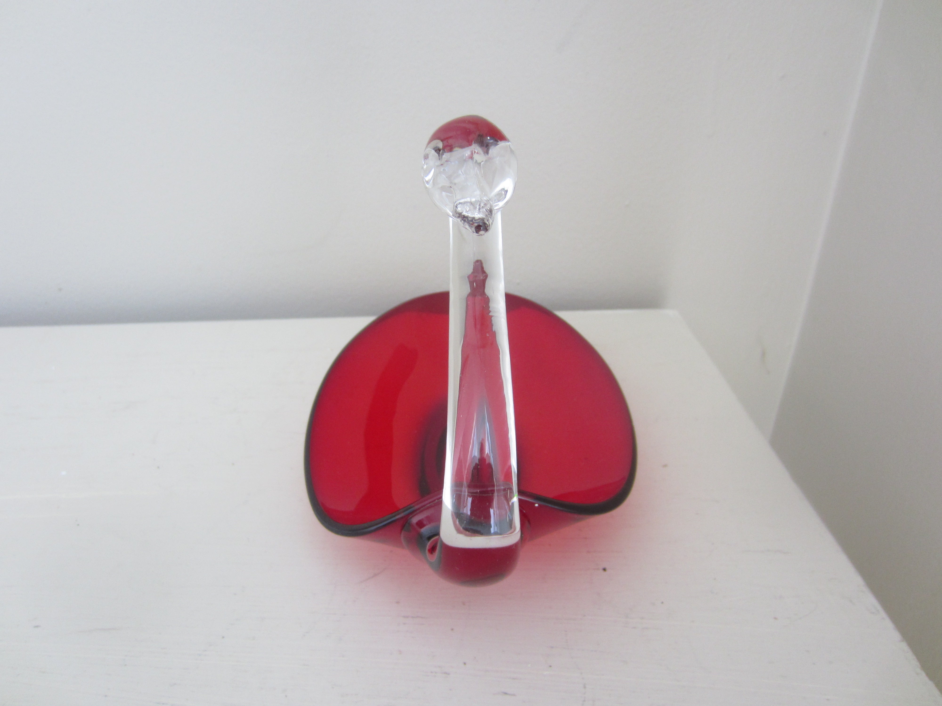 Duncan Miller Ruby Red Glass Swan