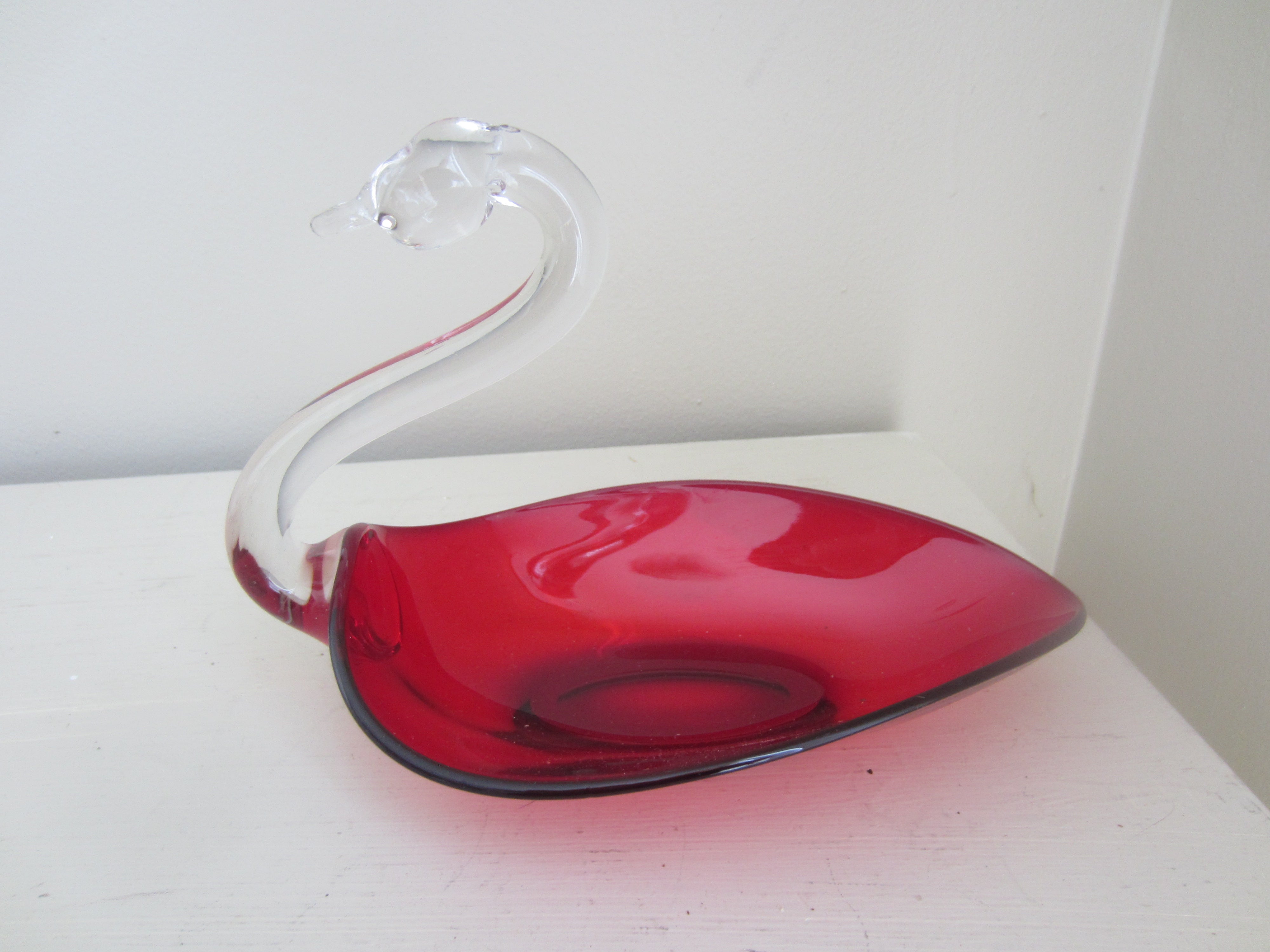 Duncan Miller Ruby Red Glass Swan