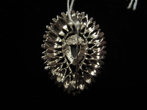 Sarah Coventry Silvertone Tear Drop Pin with Gray Center Stone