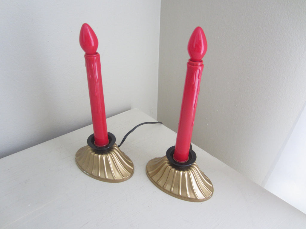 Pair of Vintage Red Candle Lights
