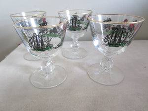 Vintage Libbey Treasure Island Pirate Ship Glasses Set of 4