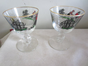 Vintage Libbey Treasure Island Pirate Ship Glasses Set of 4
