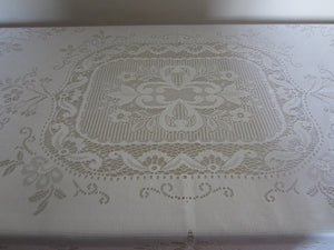 Vintage Ivory Nylon Lace Tablecloth