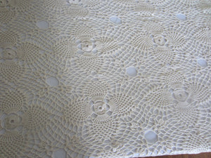 Large Ivory Vintage Crochet Tablecloth