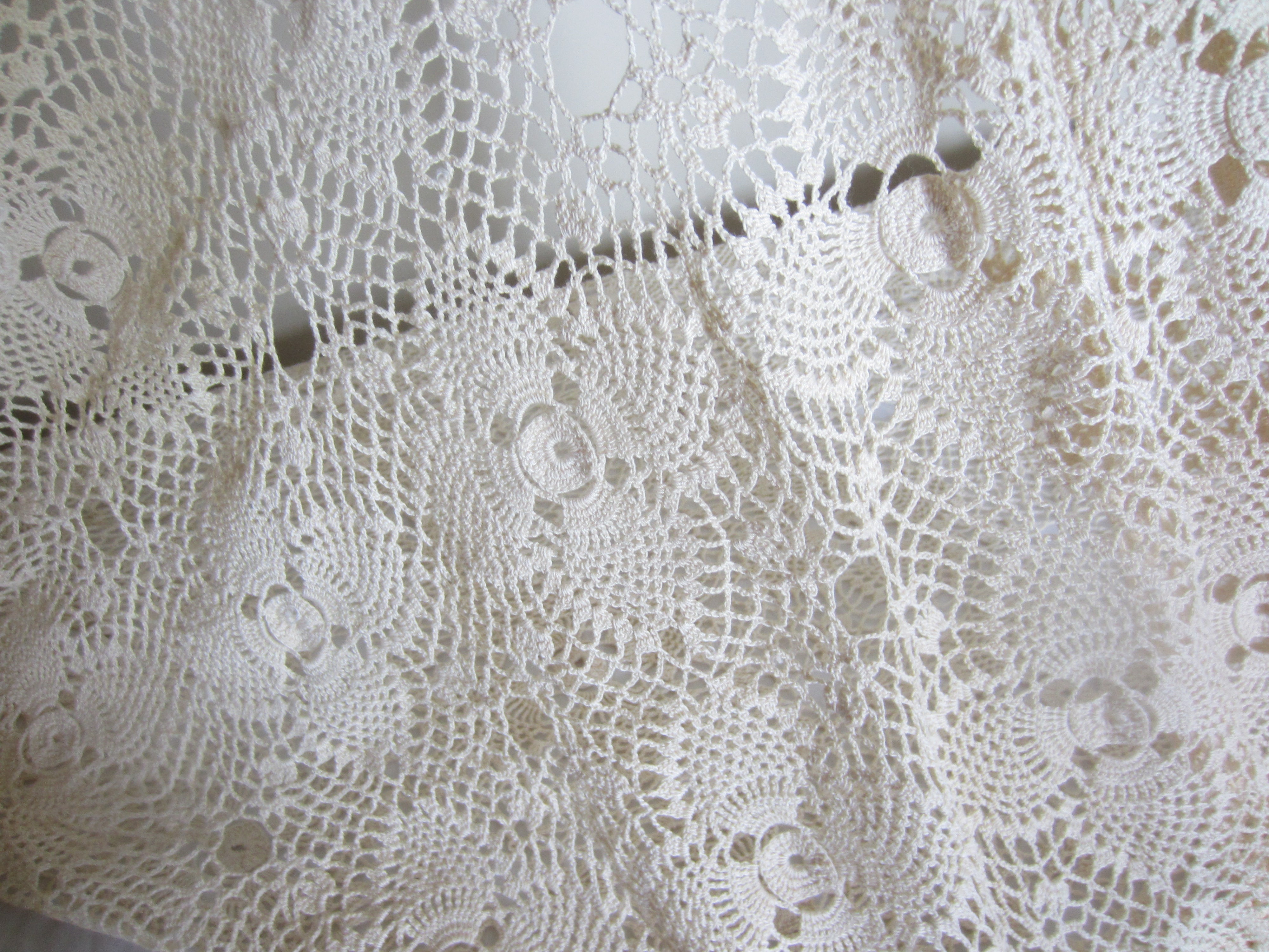 Large Ivory Vintage Crochet Tablecloth