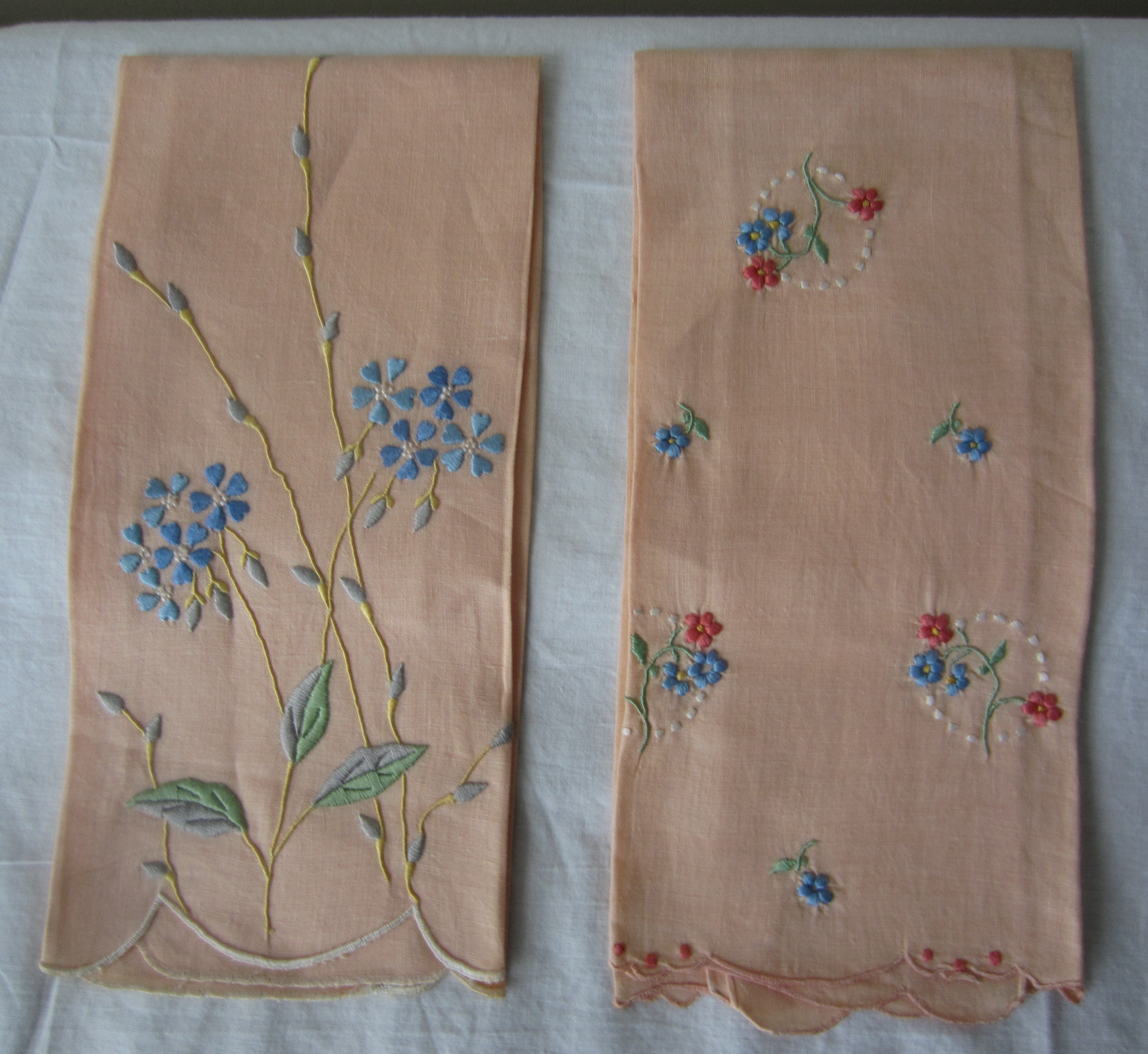 Vintage Peach Color Embroidered Napkins