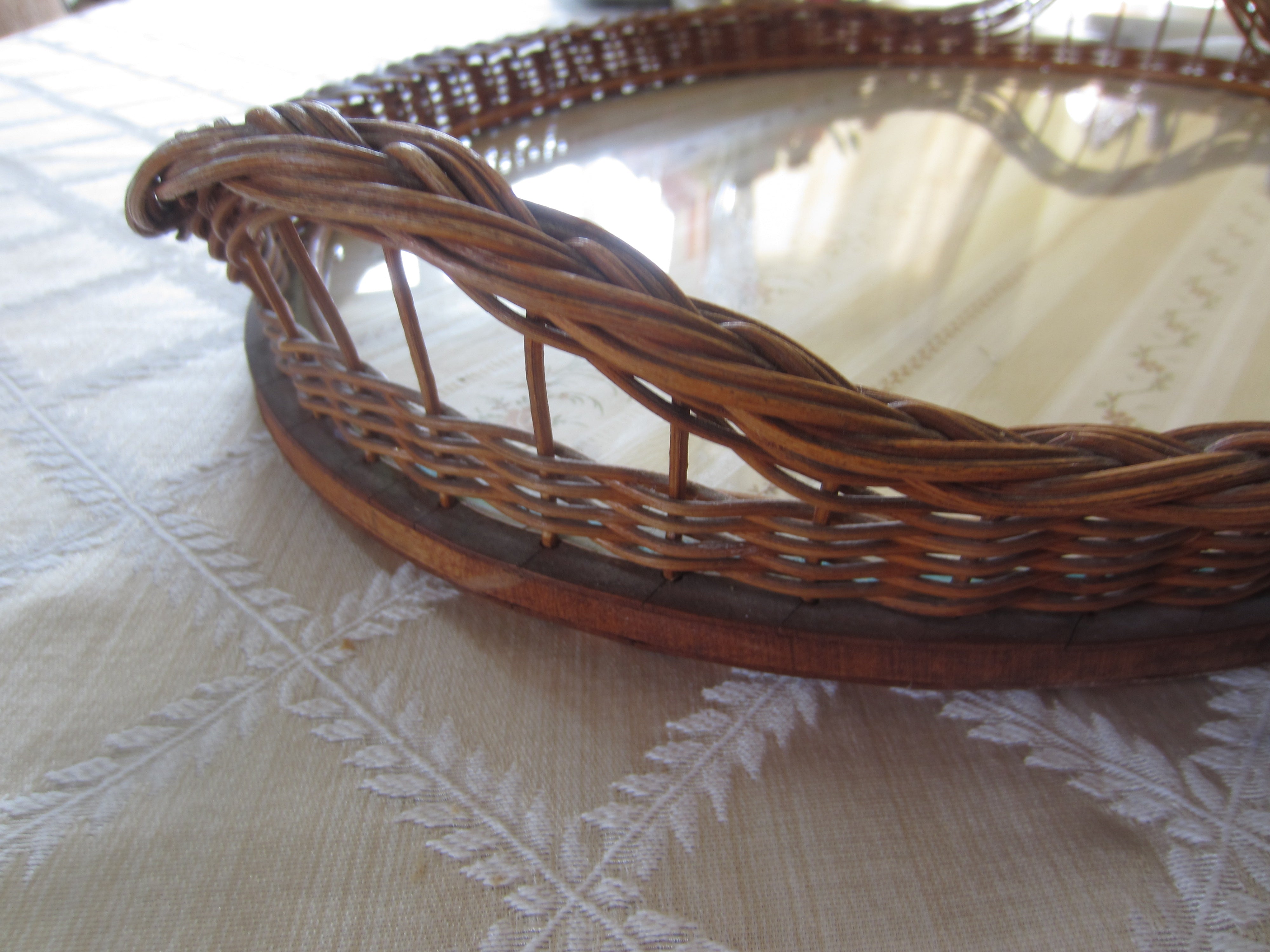 Vintage Rattan Wicker Serving Tray